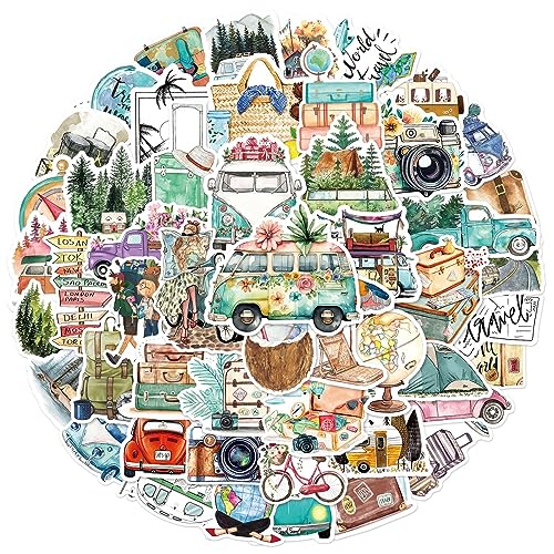 Autocollants 50 pièces Gommettes Stickers Autocollants sur le Thème de l'extérieur Autocollant Vinyle Imperméable pour Enfant Bricolage Scrapbooking...