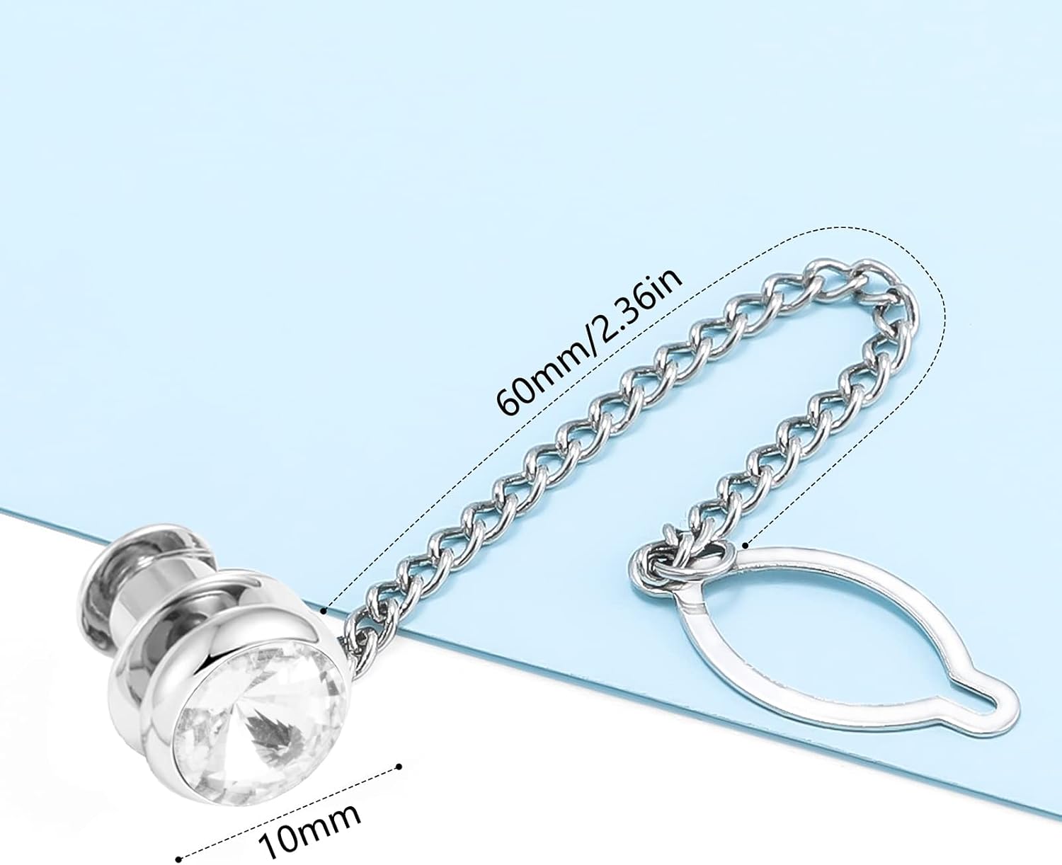 Tie Pins for Men Silver Tie Pin with Chain, Tie Tack Pins