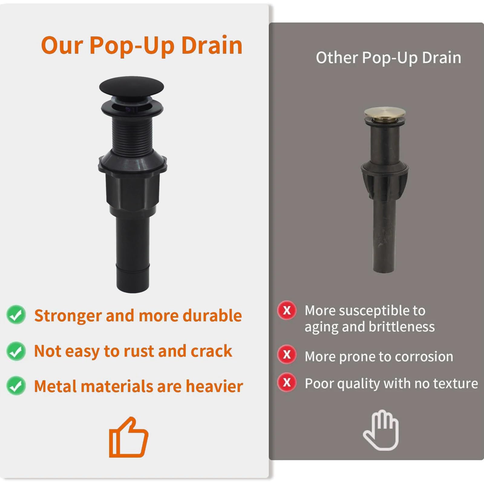 Tappo lavandino bagno Stainless Steel Bathroom Sink Drain Stopper Without Overflow Fit Lavatory Vanity Vessel Pop Up Assembly Brass Cover(Antique Brass)
