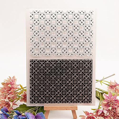 Grid Square Background Pattern Clear Stamps Flower Background Transparent Seal Stamps For Holiday Card Making Decoration And Diy Scrapbooking Album Diy Crafts #TOP15