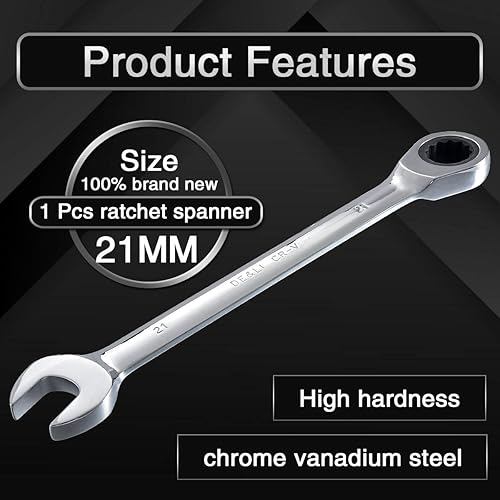 Miniatura 6 de KATUR Juego de llaves de trinquete fijas de 0.827 in y llaves de mango, juego de herramientas manuales, combinación métrica de acero al cromo