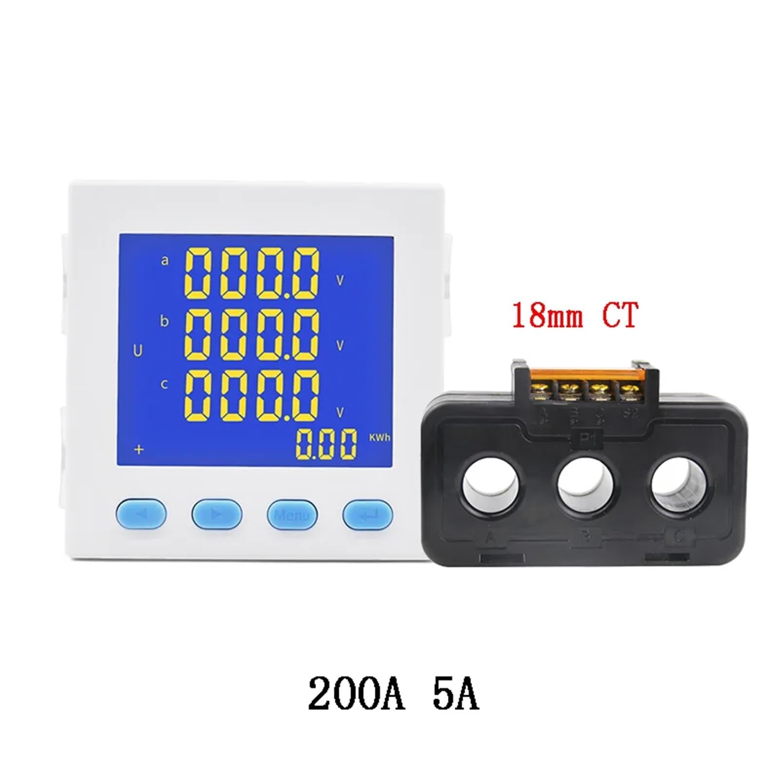 Contatore di consumo multifunzionale trifase 3P3L 3P4L 96 * 96mm AC220V LCD Display digitale Contatore di energia Wattora con CT 1 pz(White 200A 5A)