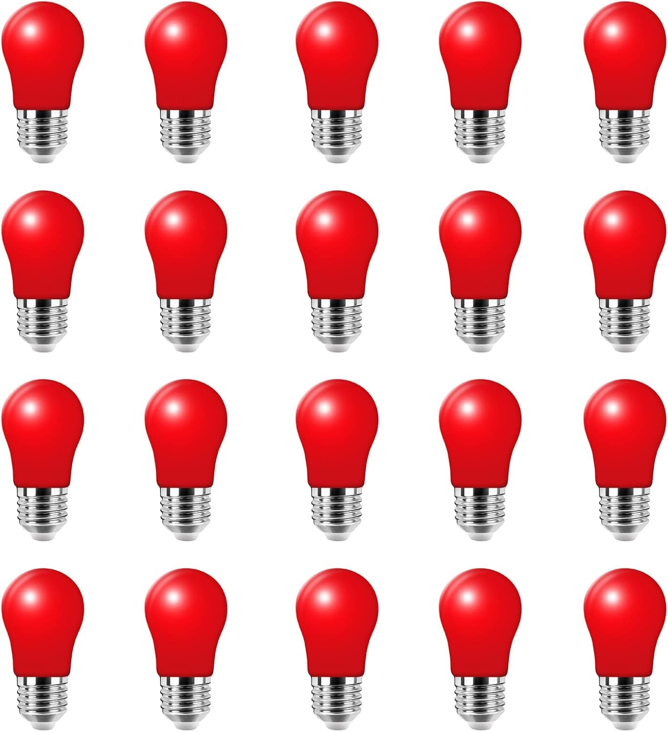 WULUN 20 Pack Colored Light Bulbs E27 Screw Cap Coloured LED Light Bulbs Lamps for Outdoor Patio Party KTV Hotel Decor Christmas,Red
