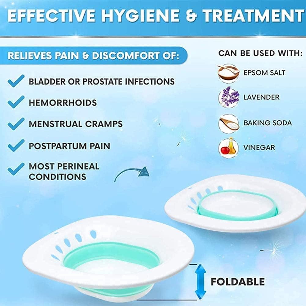 DZHT Sitz Bath for Toilet Seat, Hemorrhoids Postpartum Care Basin, Sitz Baths Foldable with Flusher Pregnant Women, Soaking Basin Ues for Inflammation Treatment, Deeper Bowl, Fits Universal Toilet : Health & Household