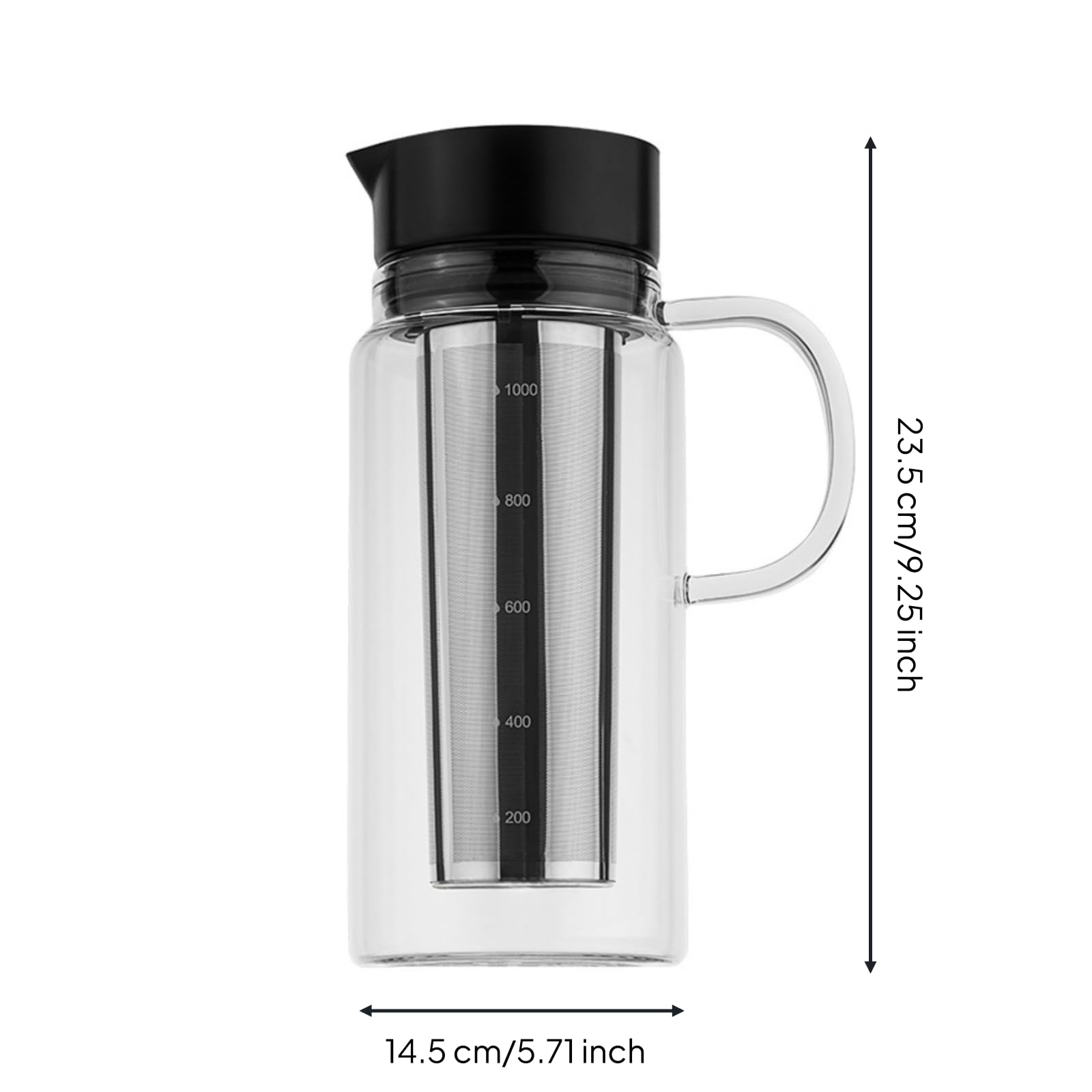 Caraffa per Cold Brew Graduata, Nero 1000ML