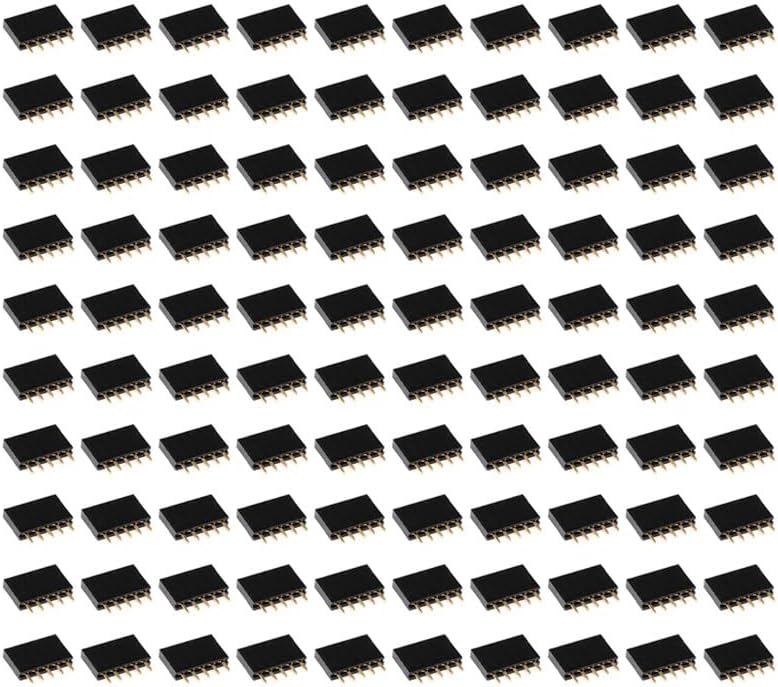 100pcs 1x5P 2.54mm Single Row Female Pin Header Socket Connector Strip (Black)