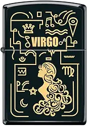 Zippo Isqueiro - Isqueiro Virgem Zodíaco Preto Fosco à Prova de Vento #Z5309