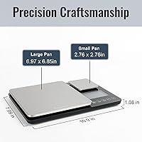 Vista 6 de KitchenTour - Báscula digital de cocina de doble plataforma con función de peso total, 17.64 oz/0.00 oz y 33.1 lbs/0.04 oz, precisa para cocinar
