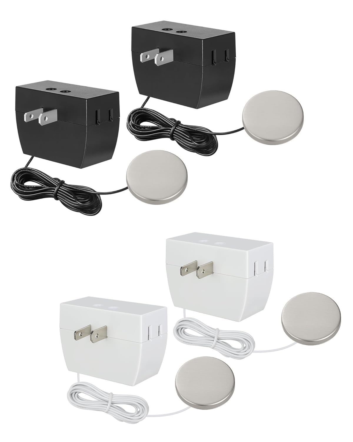 DEWENWILS 2 Packs Black Touch Dimmer Switch with 2 Packs White Touch Dimmer Switch, Touch Pad Control with 3 Levels of Dimming, Dimmable LED/CFL Lights, and Incandescent Bulbs, 8 ft Extension Cord