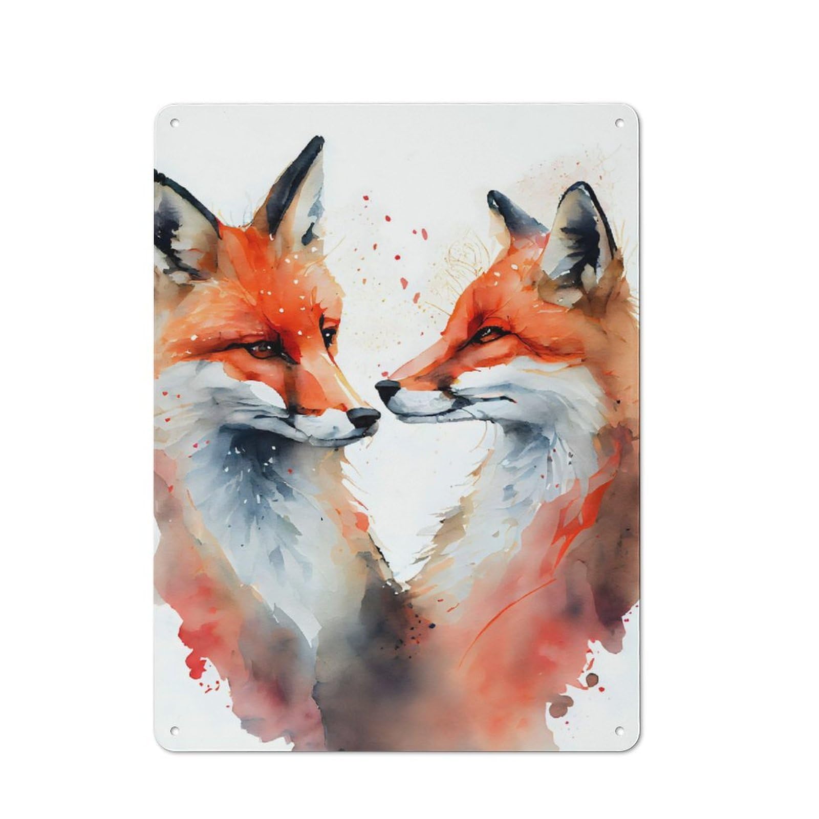 Junmoney Style-11 Fox Romantic Couple Vintage Tin Sign 40X30cm, Vintage Diner Style Decor For Kitchen, Cafe, Pantry Or Dining Room