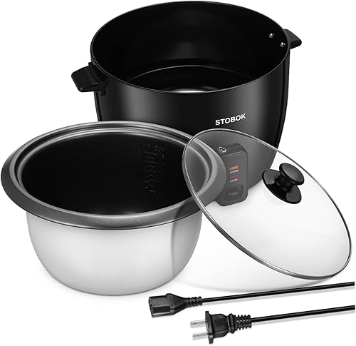 NUOBESTY Arrocera eléctrica compacta con tapa transparente que ahorra espacio, olla de guiso doméstica para gachas de arroz y cocción eficiente,