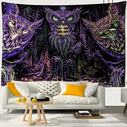 Tapisserie hibou colorée bohème art hippie science fiction tenture 230x150