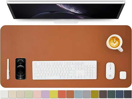 Miniatura 106 de Tapete de escritorio de piel antideslizante de poliuretano (PU), para organización de escritorio y accesorios, ideal para alfombrilla de mouse y de