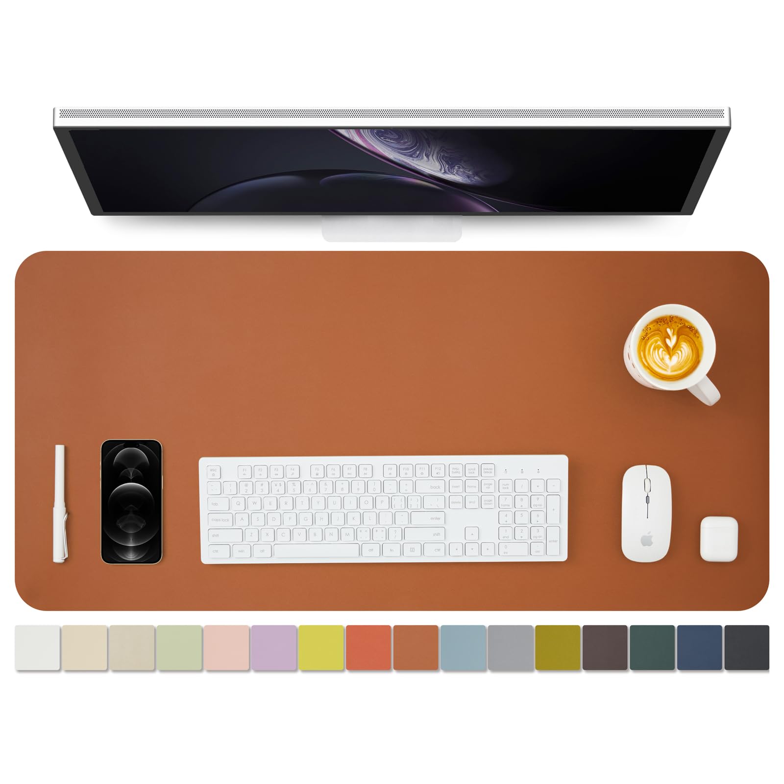 Leather Desk Mat - Non-Slip PU Desk Pad for Office and Home - Desk Organization and Accessories - Ideal for Large Mouse Pad and Desk Mats on Top of