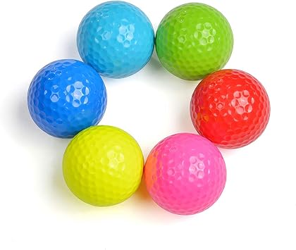 Golf Balls 6Pack Colored Training Novelty Practice Fun Set Color Gift Variety for All Golfers Blue Green Red Yellow