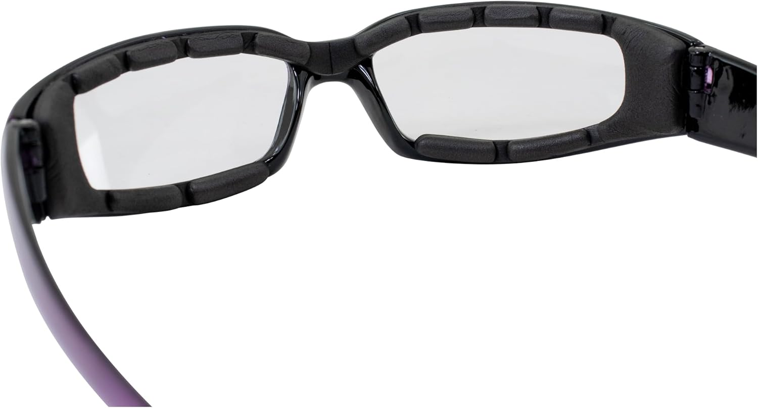 Birdz Eyewear Chill Women's Motorcycle Sunglasses Padded Purple Frame with Clear Lenses