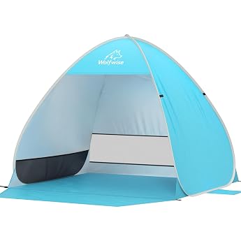 WolfWise Pop Up Beach Shelter UV Protection 50 Beach Tent for 1-2 People