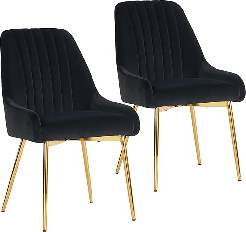 ANOUR Juego de 2 sillas de comedor sillas decorativas de terciopelo para sala de estar sillón con patas doradas sillas tapizadas de sala de estar