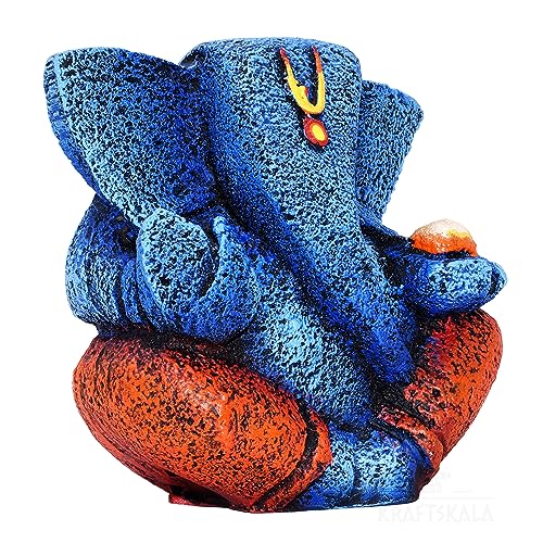 Ganesha Idol Shree Gajanand Ganpati Murti 6 inch Vinayak Poly Fibre Resin Statue for Home Temple, Living Room Decor, Office Desk, Festival Gifts (Blue) — photo — 4 of 9