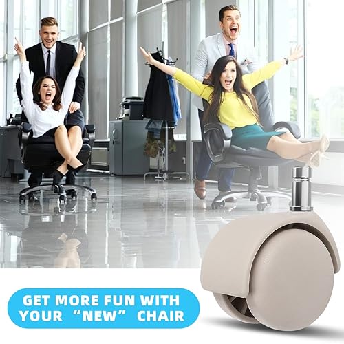 Miniatura 5 de Omyoffice Ruedas para silla de oficina, ruedas giratorias resistentes de 2 pulgadas, juego de 5, ruedas suaves y silenciosas en todos los pisos,