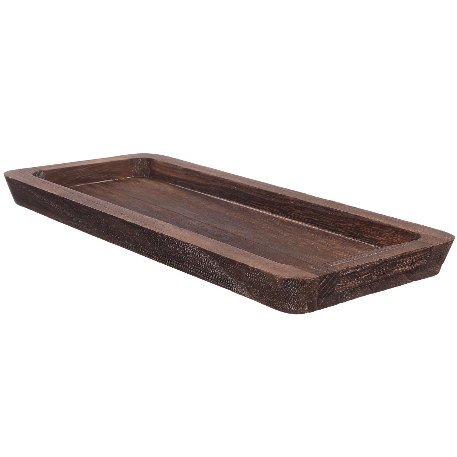 Bandeja decorativa rectangular estrecha de madera rústica Parliky para mesa de centro