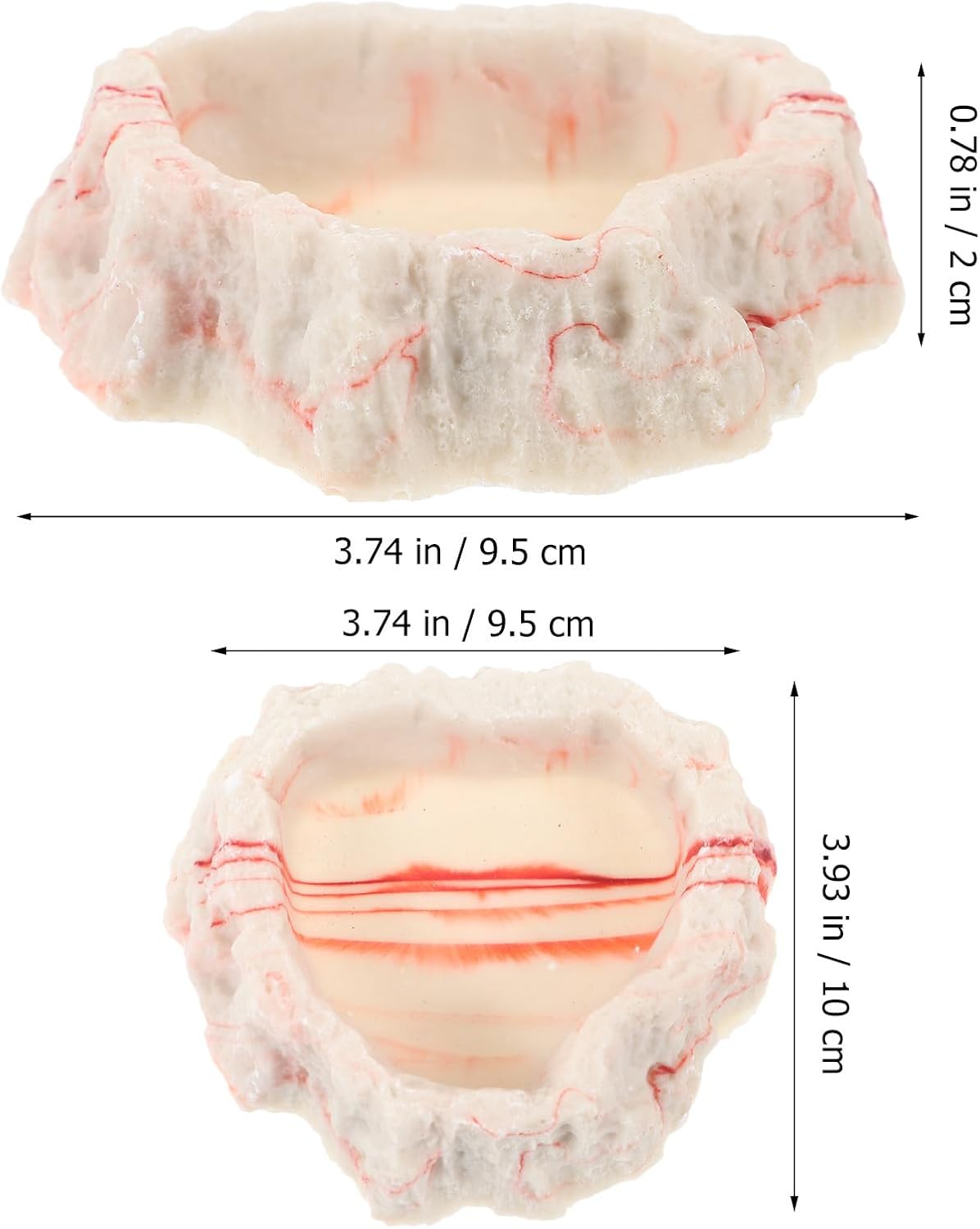KALLORY Reptile Food and Water Bowl Resin Rock Style Small Size Terrarium Dish for Bearded Dragon Leopard Gecko Lizard Feeding