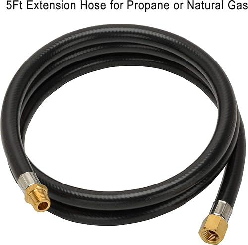 Miniatura 5 de only fire Manguera de extensión de 5 pies para propano o gas natural de 14 pulgadas NPT macho x 14 pulgadas hembra acampanada B