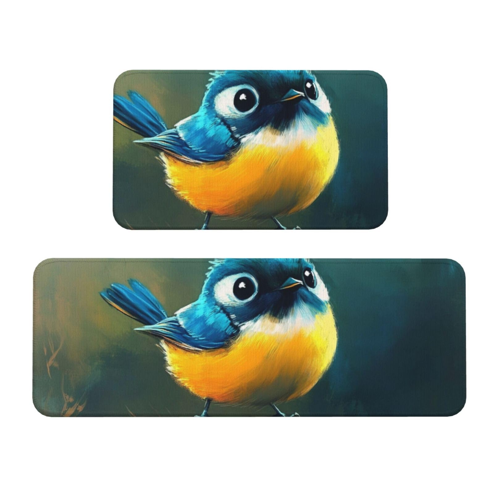 Juego de 2 tapetes de cocina acolchados de gorrión, tapetes de pie lavables para decorar el hogar