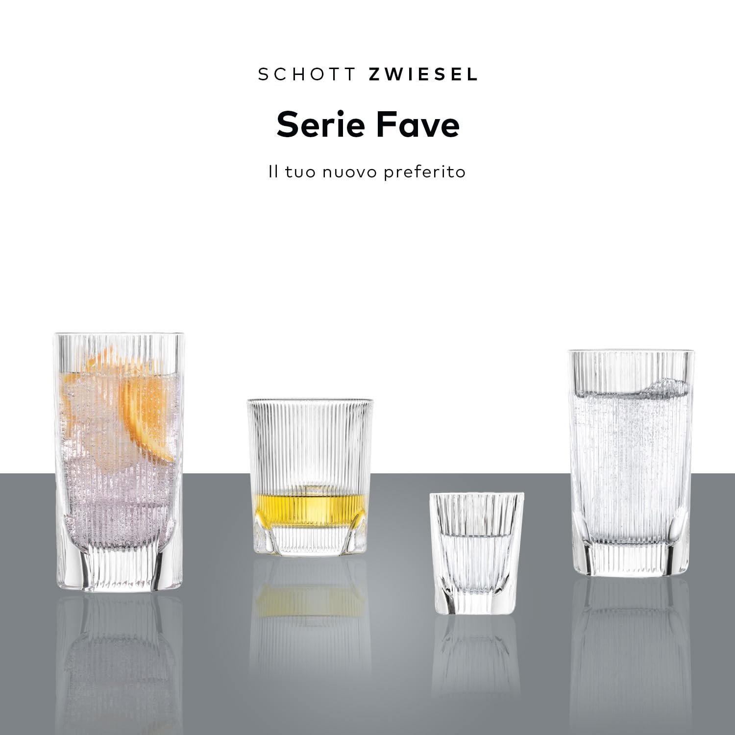 SCHOTT ZWIESEL Bicchiere da long drink Fave (set da 4), moderno bicchiere per long drink con bordo scanalato e intagli, bicchieri in cristallo lavabili in lavastoviglie (art. 124305)