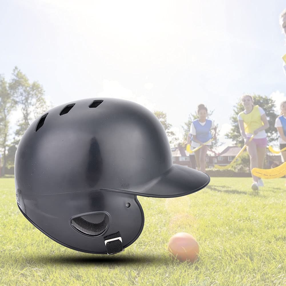 Baseball-Schlaghelm, Atmungsaktiver Schaumstoff-Innen-Softball-Helm mit Riemen, Hochschlagfeste ABS-Schale mit Riemen für Erwachsene, Teenager (Schwarz)