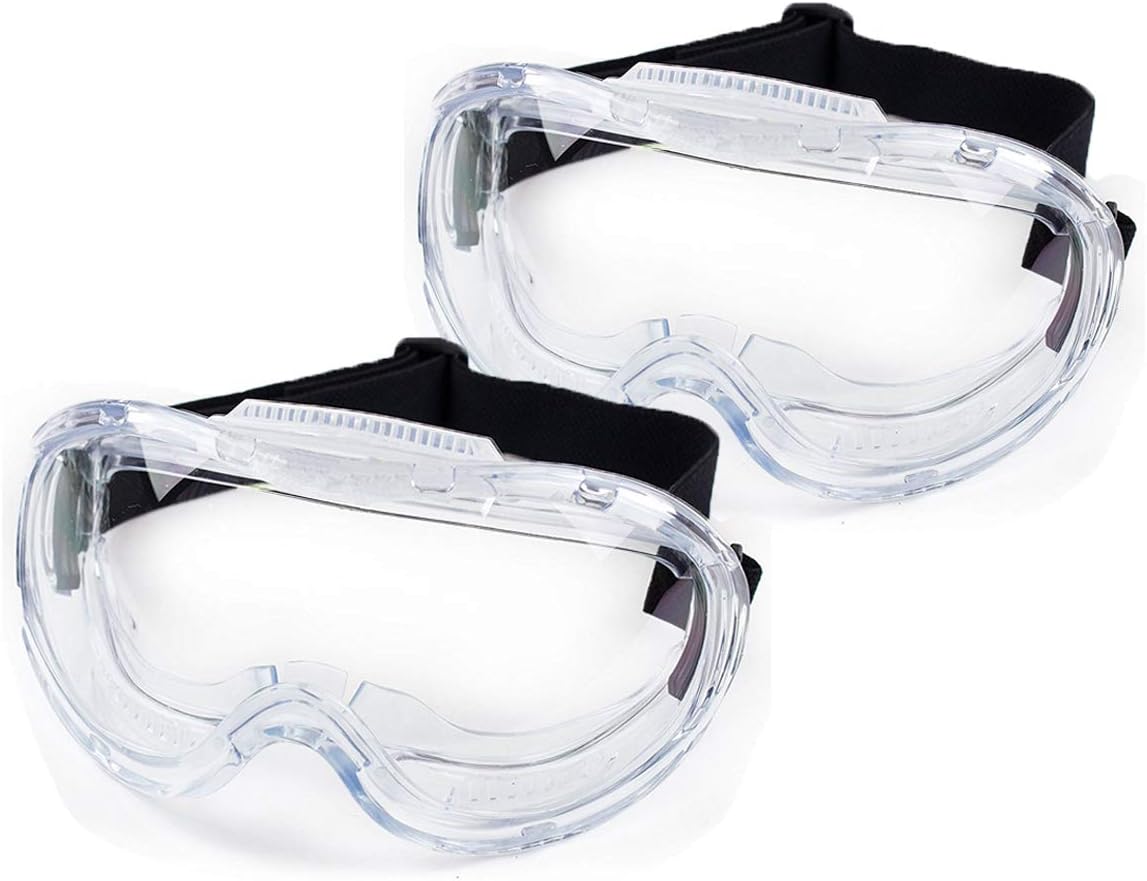 Safety Goggles 2 pack, Protective Chemical Splash Safety Glasses with Cystal Clear and high Impact Resistance Design, Perfect Eye Protection for Lab, Chemical, and Workplace Safety.