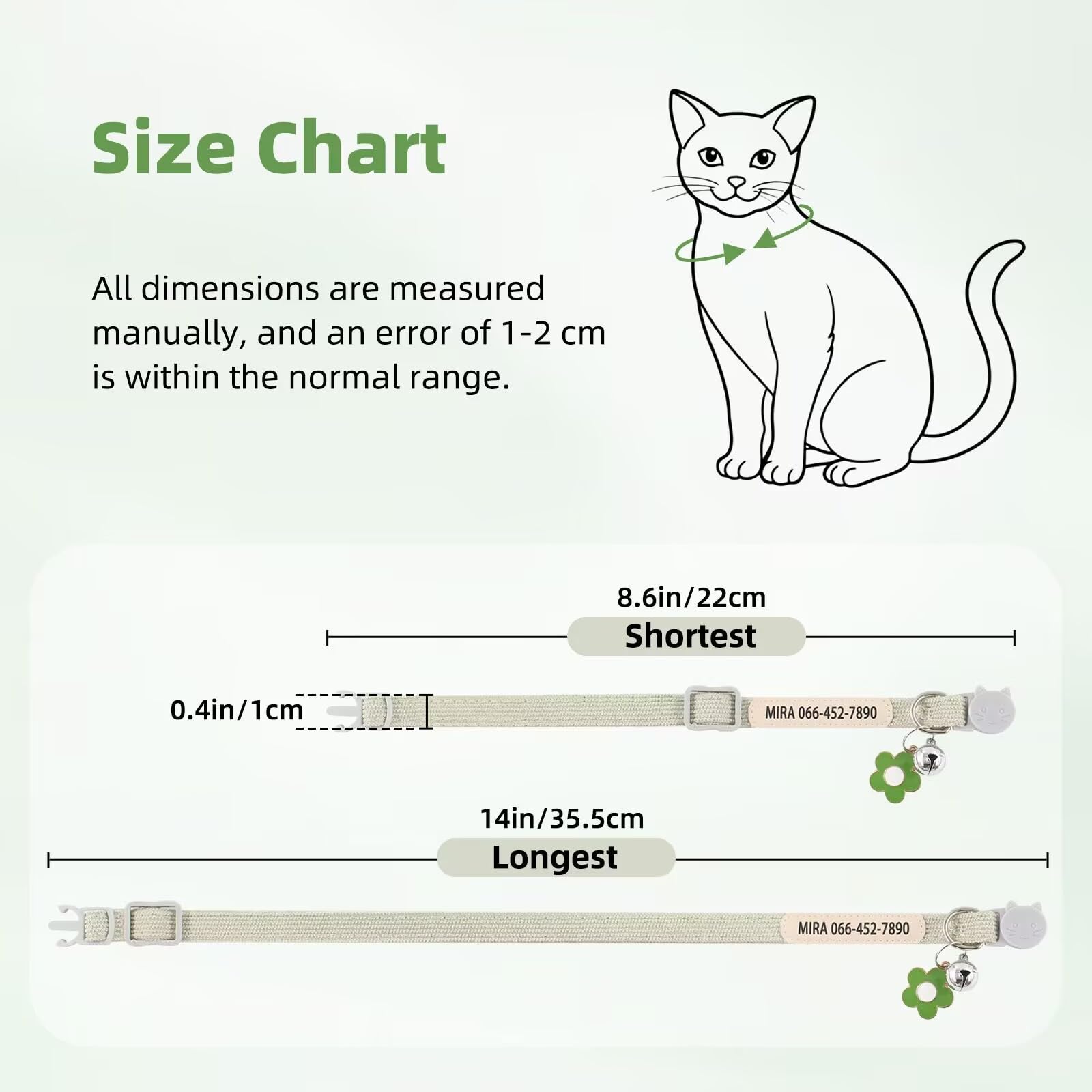 Collare per gatti personalizzato con stampa UV nome e numero di telefono – Collare regolabile per animali domestici con campana