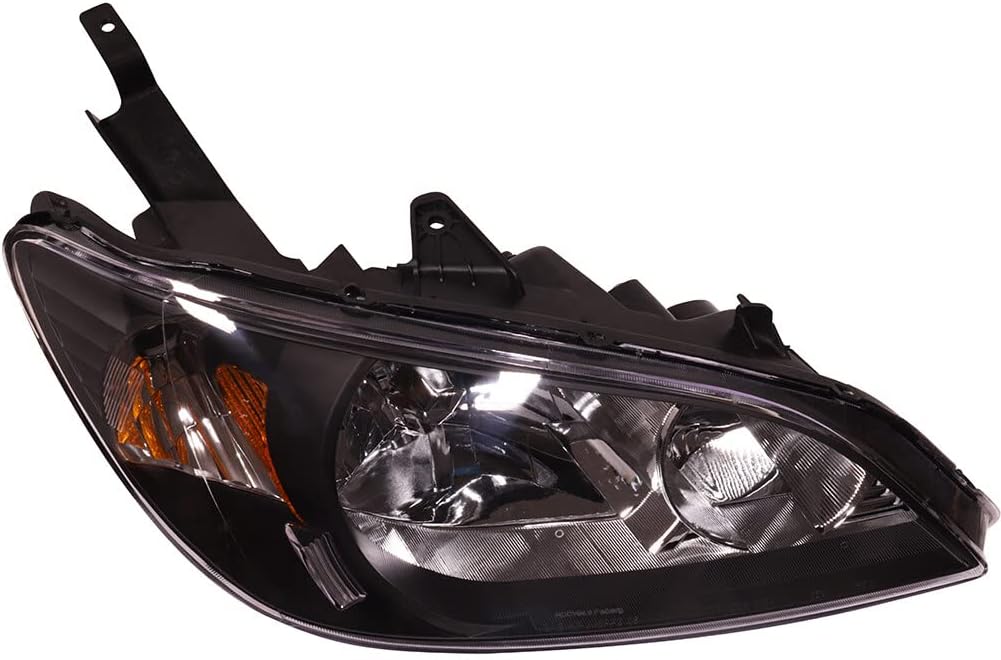 OCPTY Headlight Assembly Pair Replacement For 2004-2005 for Honda Civic Black Housing Amber Reflector Clear Lens Bulbs Not Included
