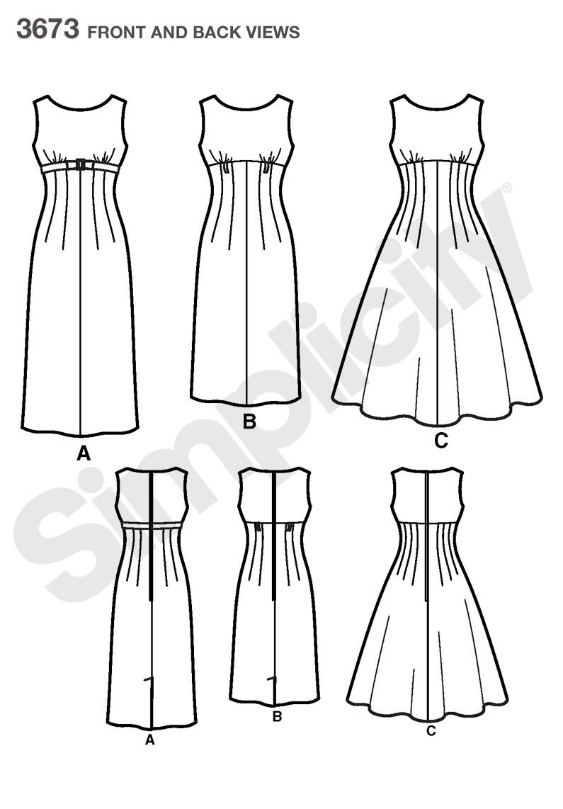 Simplicity S0372 Sewing Pattern, Misses' Petite Dress With Bodice And