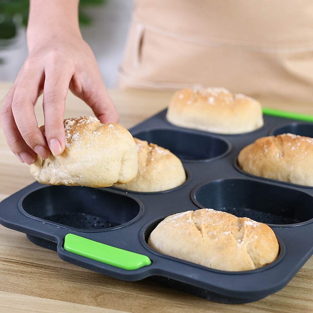 Moldes para Hornear Pan molde de la torta del silicón Baguette hornada hornear el pastel bricolaje Herramienta para La Cocina(Verde)