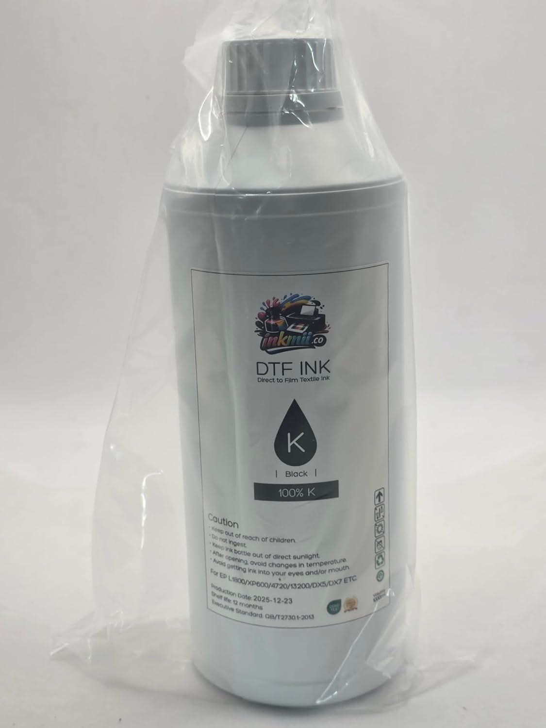 DTF Ink Black 1 Liter- L1800, L805, 1390, 4720, i3200, i1600, XP600, DX5, DX7, TX800, +. Premium Quality DTF Ink for Heat Transfer Tshirt Printing