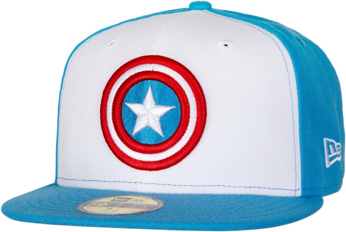 New Era Captain America Red White and Blue Colorway 59Fifty Fitted Hat (as1, Numeric, Numeric_7, 7 Fitted)