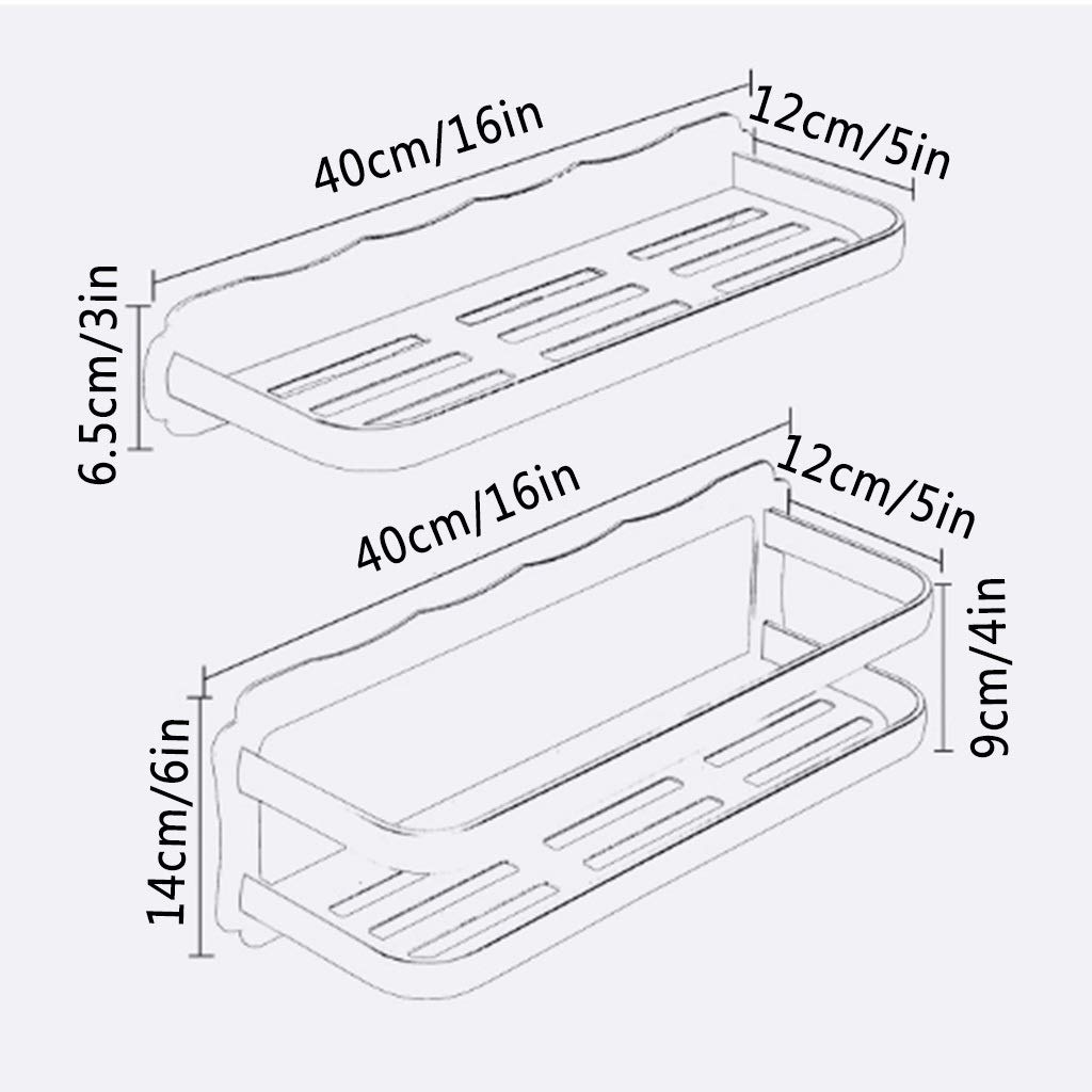 Estante De Baño, Estantes De Baño, Estantes De Almacenamiento De Aluminio para Montar En La Pared, Ligeros Y Duraderos, Pasta Fuerte, para Cocinas Y Duchas, 2 E(Estilo 3-40Cm)