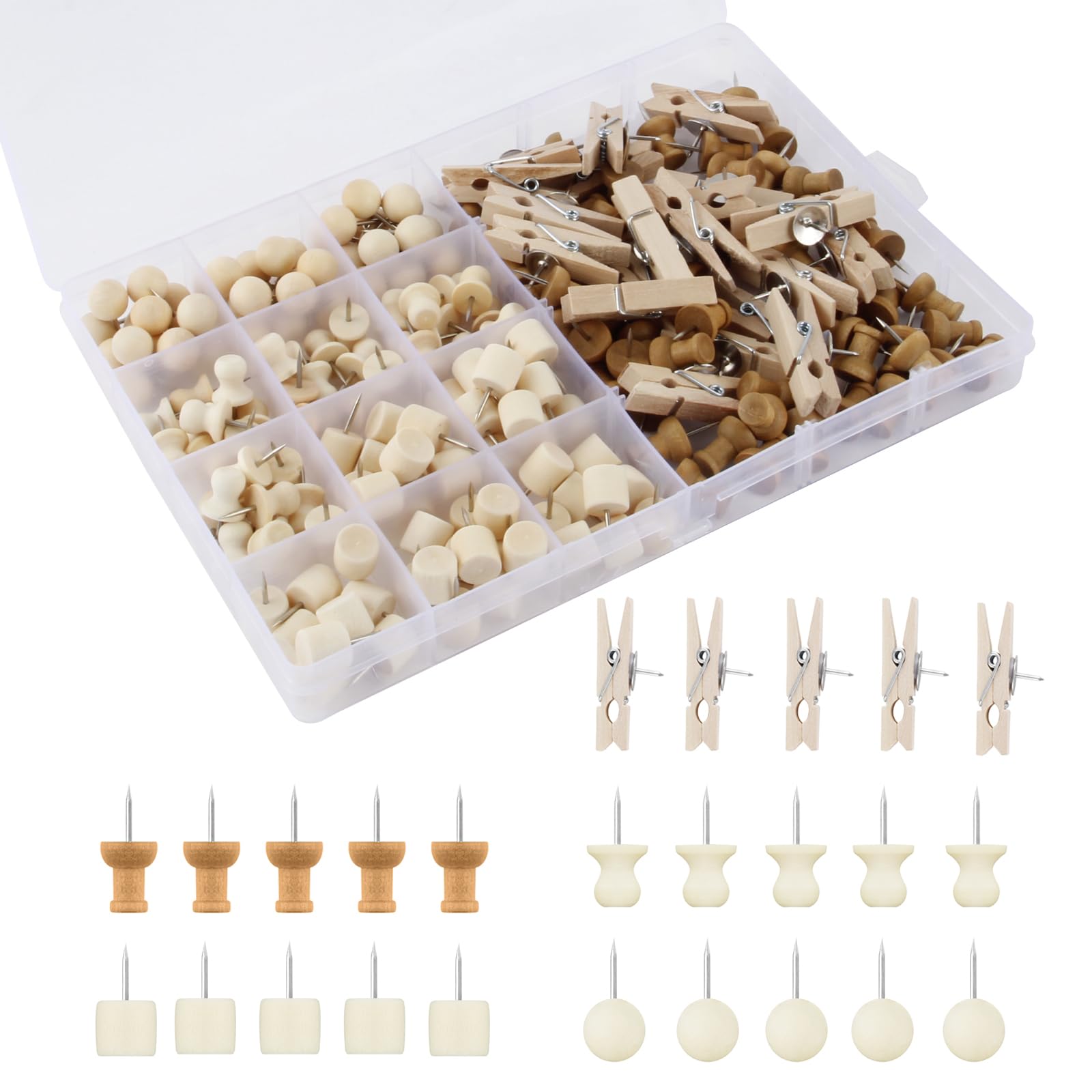 HASLED Pinnadeln Aus Holz - 60 Bunte Reißzwecken Für Pinnwände & Korktafeln