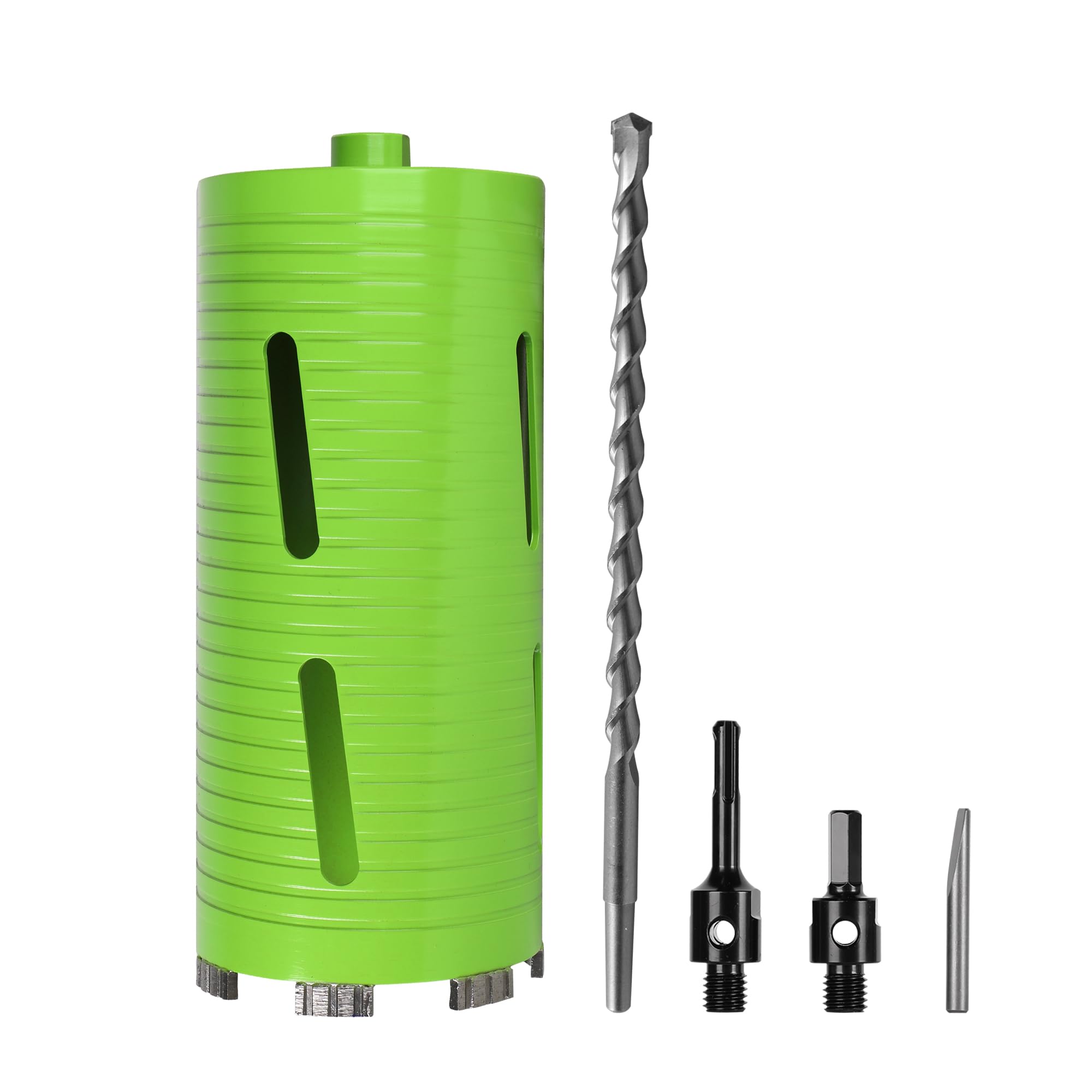 BETTERI 4 1/2 Inch Dry Core Drill Bit with Pilot Bit and 2 Pcs Adapters (SDS Plus Adapter&Hex Adapter), 5/8"-11 Threaded Diamond Core Bit for Concrete