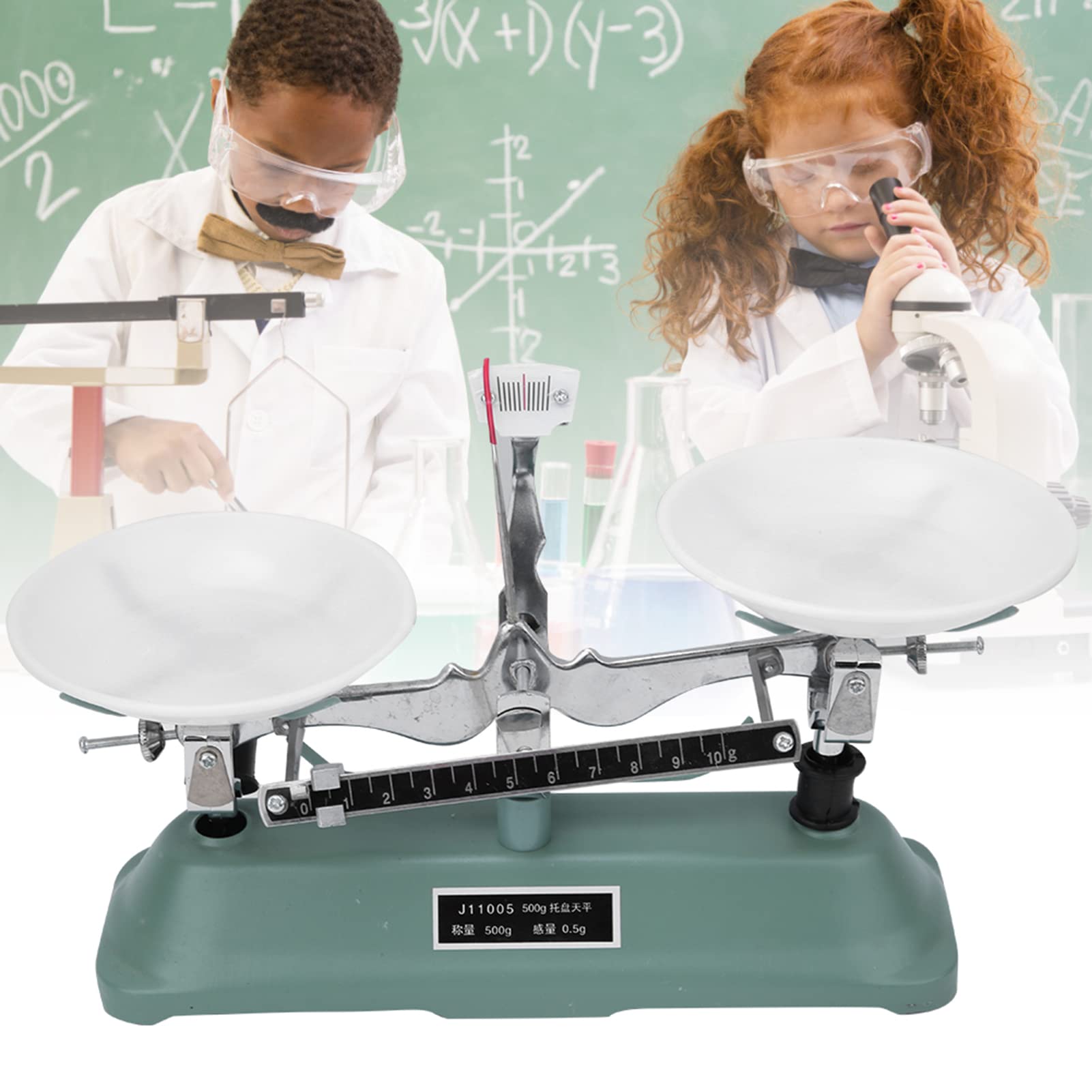 Mechanische Balance-Skala-Schale mit Gewichtsset Chemie Physikalisches Experiment Zubehör für Experimente und Physikunterricht (500g)