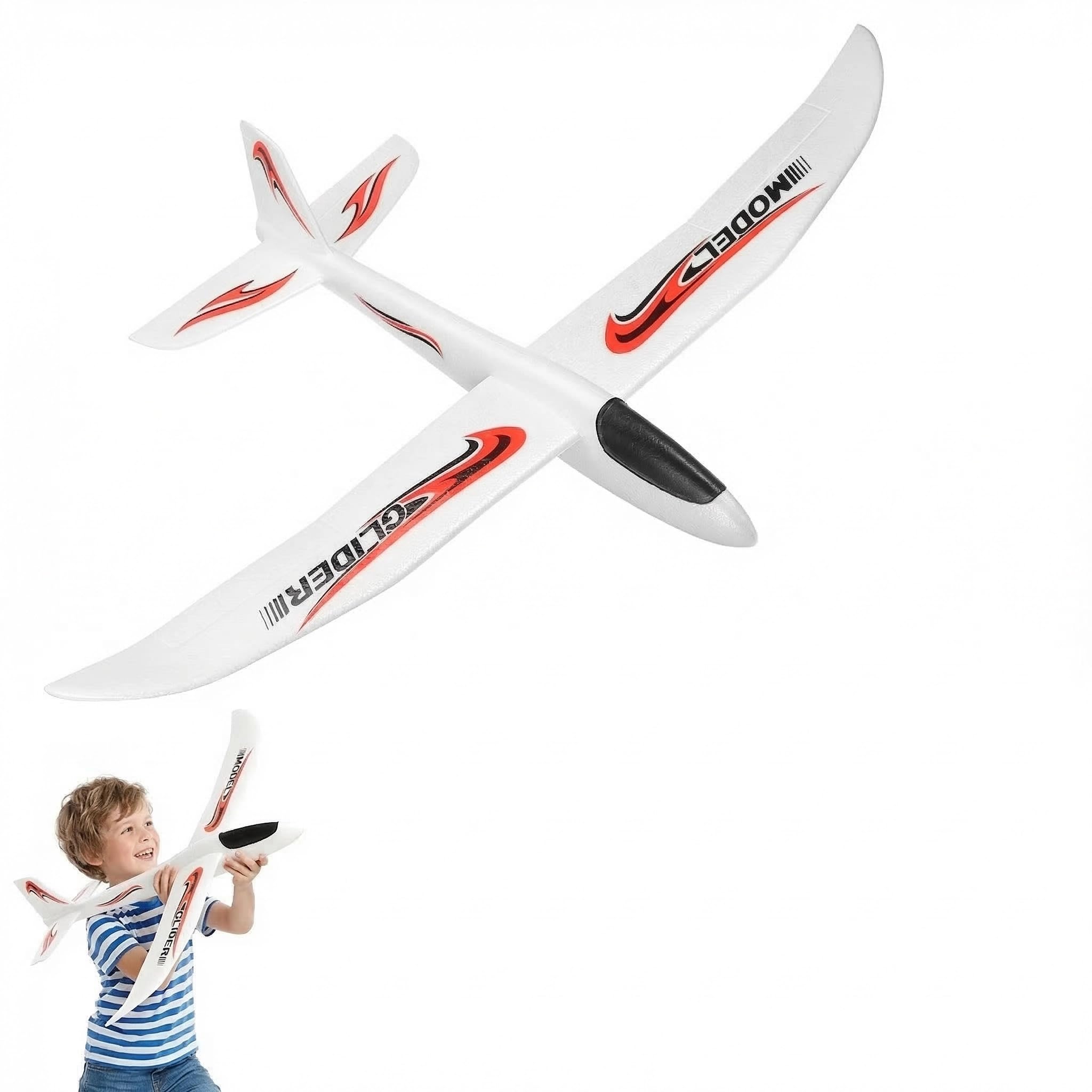 SHINEOFI Avion Planeur en Mousse De 99 Cm, Grand ModèLe à Lancer, 2 Modes De Vol, IdéAl pour Les Enfants, Parfait pour Jouer en ExtéRieur Ou comme Cadeau d'anniversaire