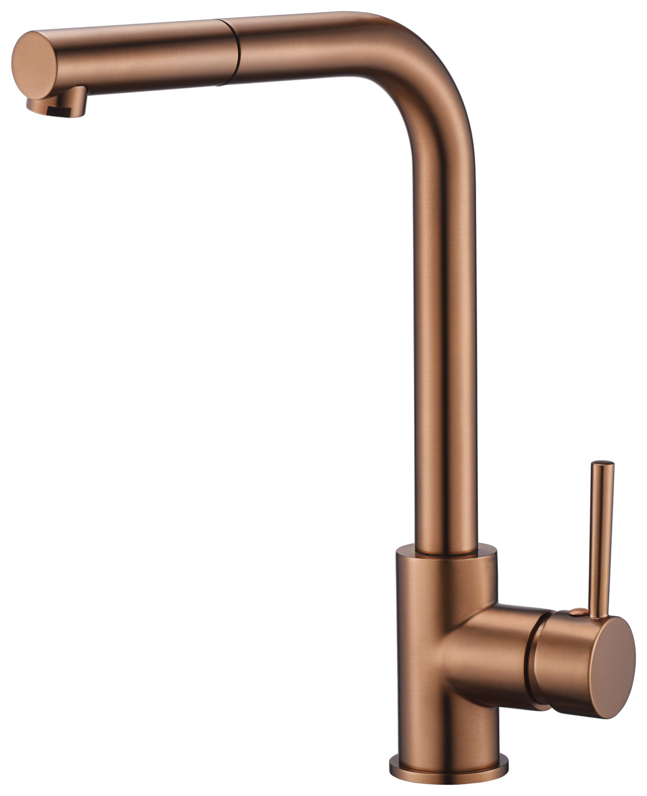 IMEX Grifo Cocina Fregadero Extraible - MALTA Grifo Cocina Monomando con Caño Extraíble, Cartucho Cerámico Ø35mm, Cuerpo de Latón, Acabado y Diseño Moderno y Elegante (ORO ROSA CEPILLADO)
