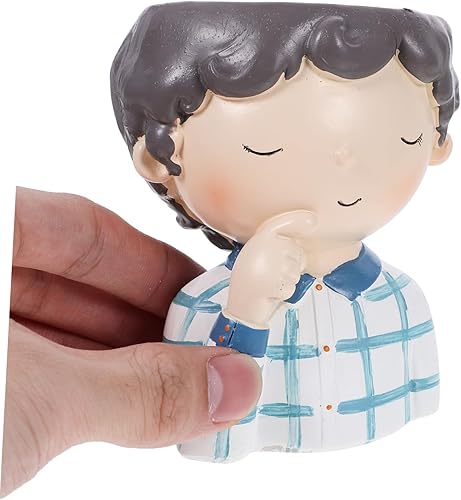 Miniatura 6 de GANAZONO Decoración de escritorio para decoración de escritorio, maceta para interiores, maceta de cara humana, maceta para plantas suculentas,