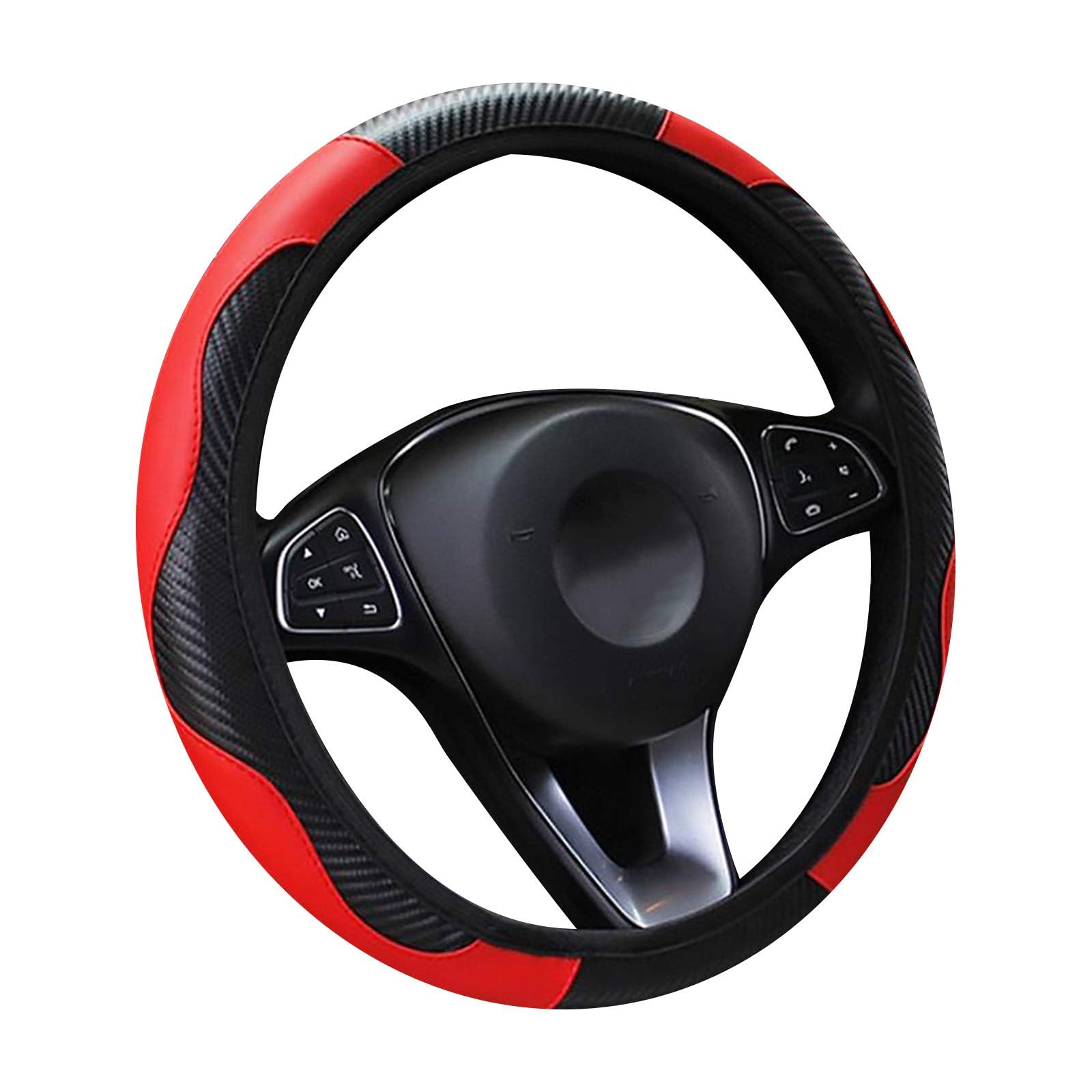 XHORGPZCK Car Steering Wheel Cover, for Dacia Sandero II Stepway 2012-2016 Car Steering Protector Auto Wheel Slipcover Volant Slipcover Steering Ring Protector,A