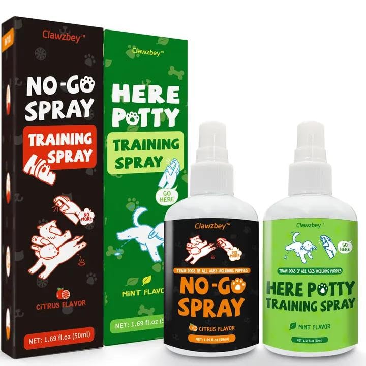 Clawzbey Dog Potty Spray Set, No-Go Spray & Here Potty Training Spray, Puppy Essentials, Stops...