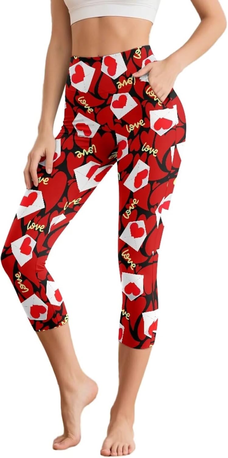Womens High Waist Yoga Pants with Pockets Tummy Control Workout Running Yoga Leggings