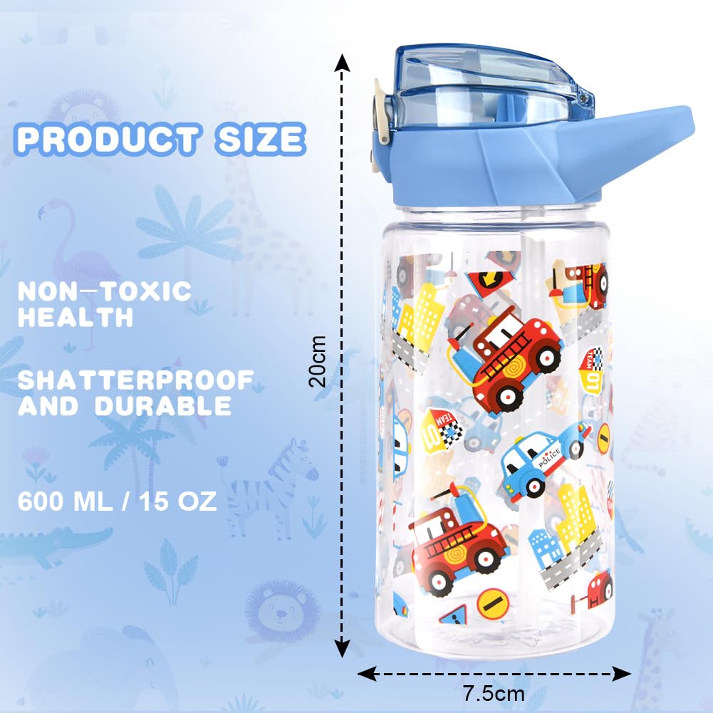 Flintronic Borraccia Bambini, 500ML Borraccia per Bambini Senza BPA, Bottiglia Acqua con Cannuccia, Bottiglia d'Acqua a Prova di Perdita, Regalo per Bambini