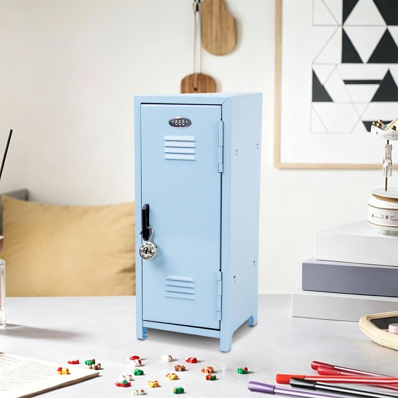 Mini-Spind, kratzfeste, winzige Metall-Organizer-Box für Schule, Zuhause, Büro, Schreibtisch, Kinderzimmer, Wohnheim, Damen, Herren und Kinder