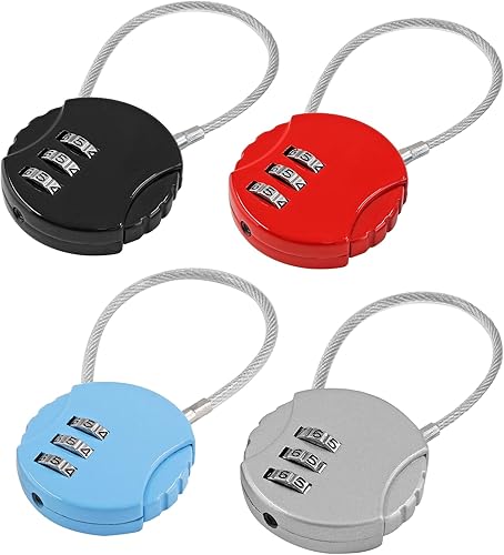 Litoexpe Cerradura de combinación de 4 piezas, 3 dígitos para exteriores, impermeable, con código, candado, candado, candado, cable de bloqueo para